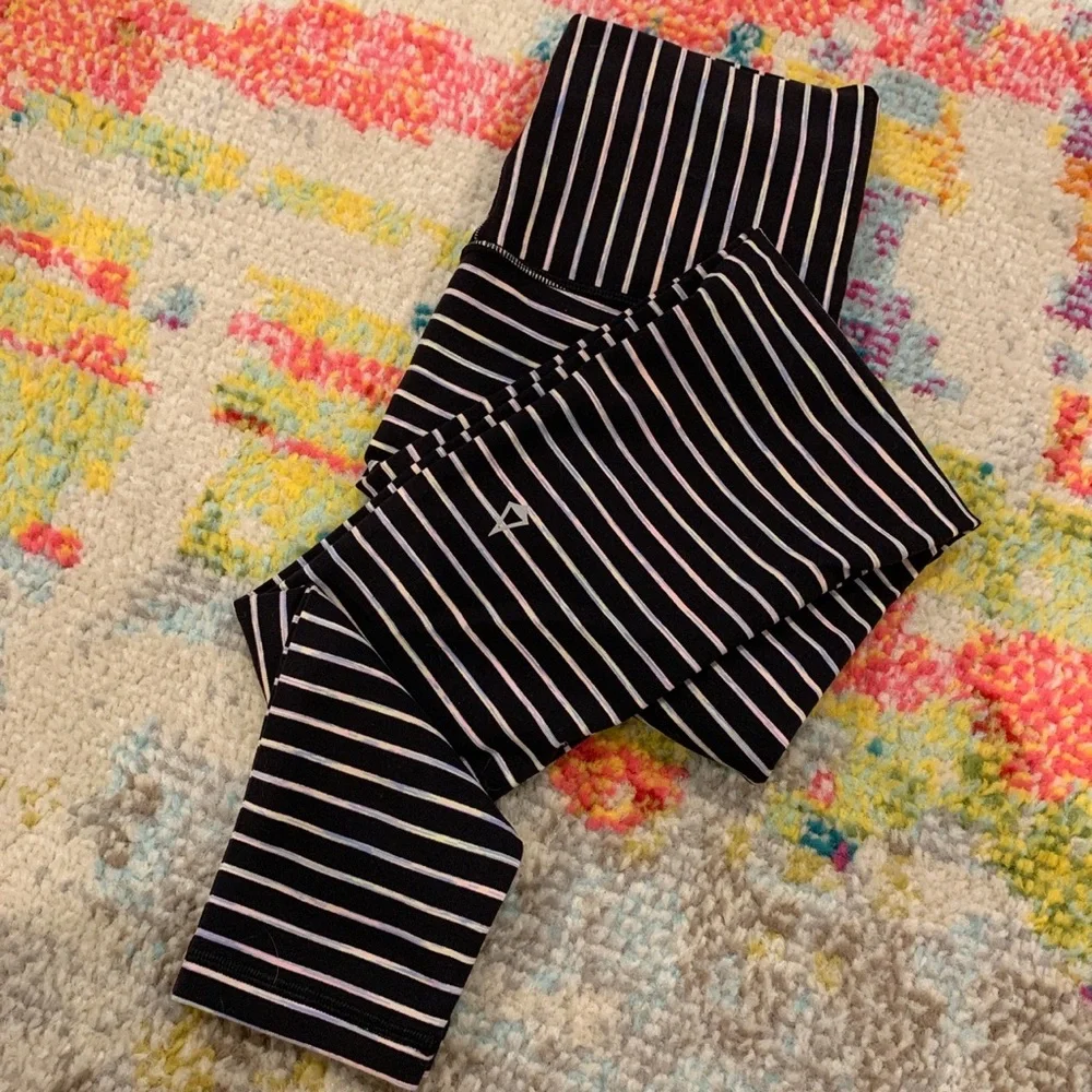 Ivivva by Lululemon Rhythmic Tight Hi Rise Wunder Under Parallel Stripe